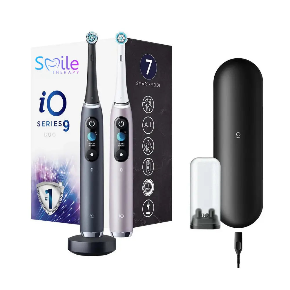 iO - 9 - Siyah/Pembe 2'li Şarjlı Diş Fırçası Seti smiletheraphytr