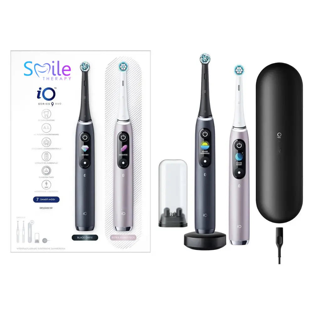 iO - 9 - Siyah/Pembe 2'li Şarjlı Diş Fırçası Seti smiletheraphytr